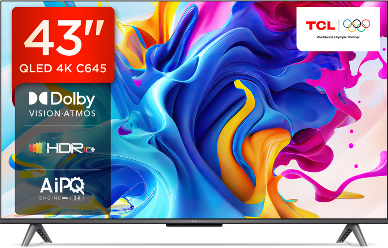 TCL C645 108 cm (43 inch) QLED Ultra HD (4K) Smart Google TV With Hands-Free Voice Control  (43C645)