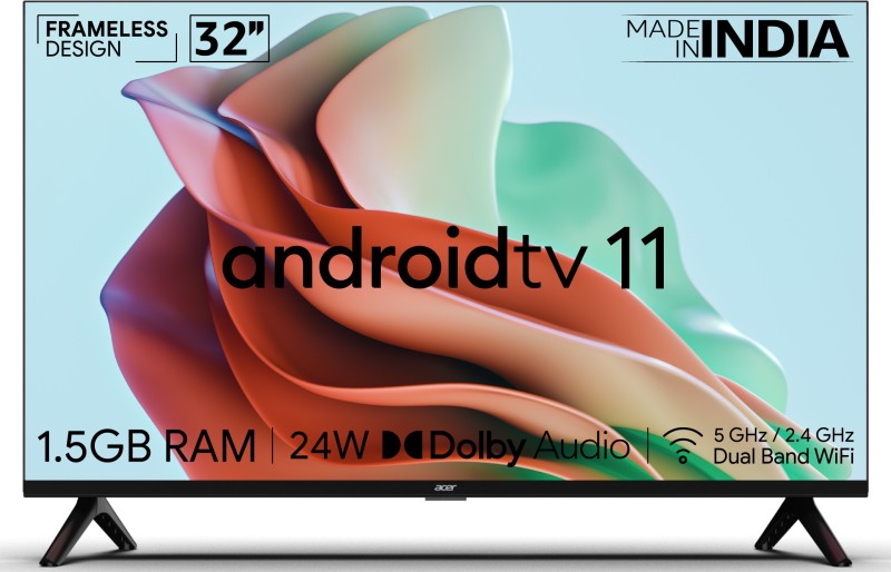 acer I Series 80 cm (32 inch) HD Ready LED Smart Android TV with Android 11, 1.5GB RAM (2022 Model)