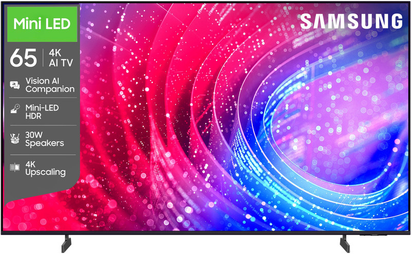 Samsung Vision AI 163 cm (65 inch) Ultra HD (4K) Mini LED Smart Tizen TV 2026 Edition with Vision AI Companion 30W Powerful Speakers Mini LED HDR Pure Spectrum Color 4K Upscaling Color Booster Samsung Knox Security 150+ Free Channels Dynamic Sound Pack(UA