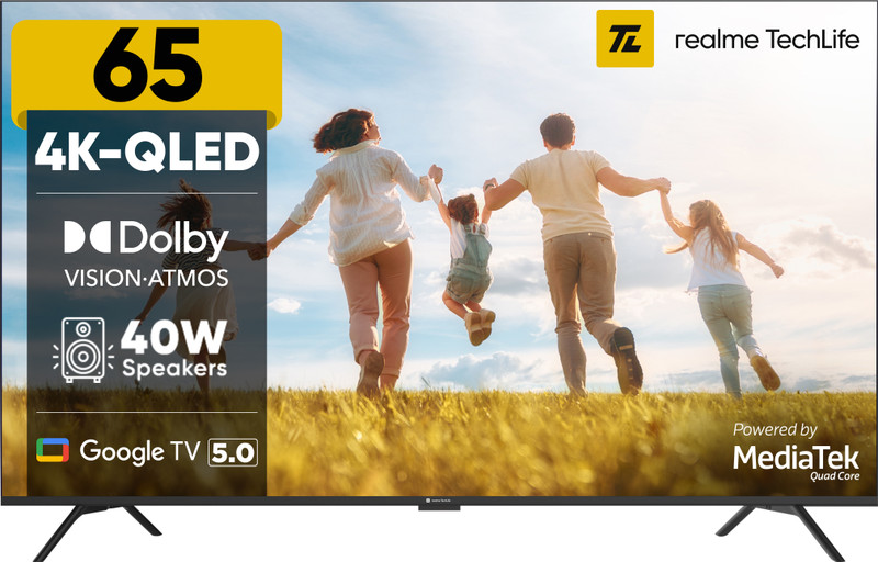 realme TechLife 165 cm (65 inch) QLED Ultra HD (4K) Smart Google TV 2026 Edition with 5.0 OS, Dolby Audio, and 40 W downfiring speaker(65UHDGQRASDQ)