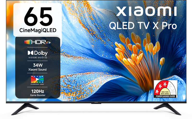 XIAOMI X Pro CineMagiQLED 165 cm (65 inch) QLED Ultra HD (4K) Smart Google TV with Dolby Vision | HDR 10+ | 32 GB Storage | 34W Dolby Audio | Xiaomi Sound | Film-maker Mode | 120 Hz Game Booster | Mi TV(L65MB-APIN)