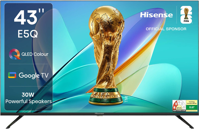 Hisense 43E5Q 108 cm (43 inch) QLED Full HD Smart Google TV with 30W Powerful Sound Output| Dolby Audio| Super Bright Panel(43E5Q)