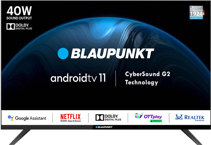 Blaupunkt CyberSound G2 Series 80 cm (32 inch) HD Ready LED Smart Android TV with Dolby Digital Plus & 40 W Sound Output(32CSG7111)