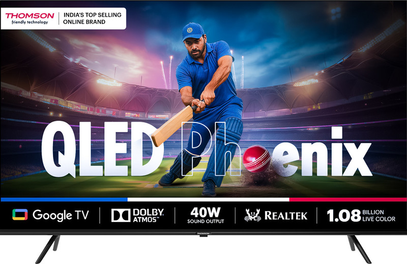 Thomson 139 cm (55 inch) QLED Ultra HD (4K) Smart Google TV with HDR 10 | Dolby Atmos | 40W Sound Output | DTS Trusurround | Google Assistant | Dual Band Wi-Fi(Q55H1001)