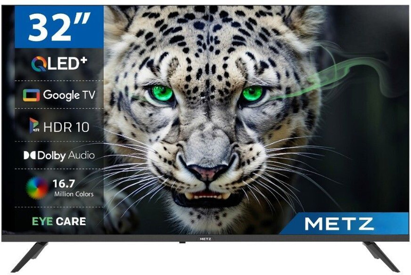 Metz Frameless 81.28 cm (32 inch) QLED HD Ready Smart Google TV with Dolby Audio, 20W Speaker Output, Micro Border Design, Eye Care Technology(32QP225G)