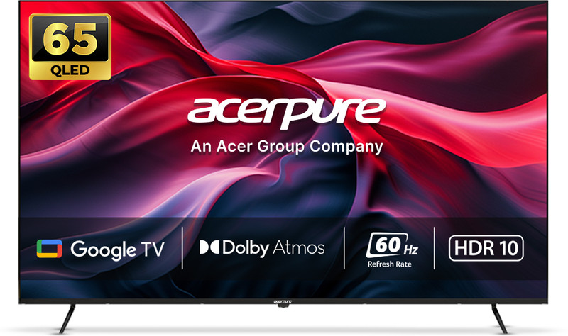 acerpure by Acer Elevate Tv 164 cm (65 inch) QLED Ultra HD (4K) Smart Google TV with Bezel-Less | Google OS | VRR | ALLM | Dolby ATMOS(AP65UG51QEVTD)