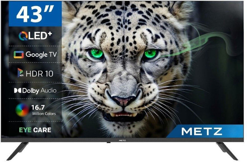 Metz Frameless 109.22 cm (43 inch) QLED Full HD Smart Google TV with Dolby Audio, 20W Speaker Output, Micro Border Design, Eye Care Technology(43QP225G)