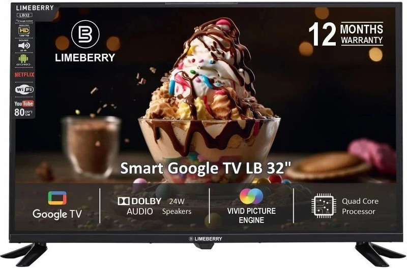 LIMEBERRY Premium 81 cm (32 inch) Full HD LED Smart Google TV with Remote(LB43MF10BSPS4GV)