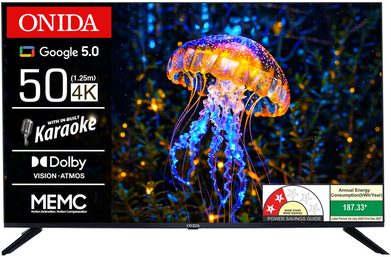ONIDA Karaoke Series 108 cm (43 inch) QLED Ultra HD (4K) Smart Google TV 2025 Edition with Google 5.0, MEMC(Q43UGFD)
