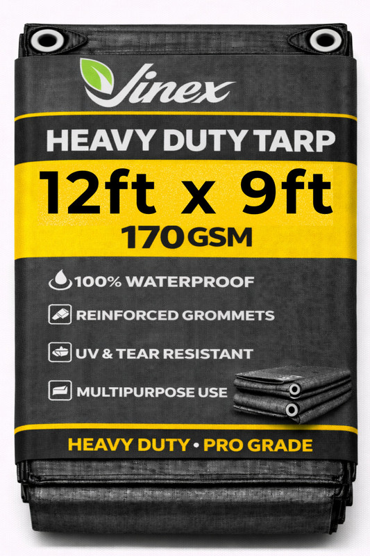 Vinex 9ft X 6ft, 170GSM | Heavy Duty Water Proof Tarpaulin Sheet | Tirpal, Tadpatri Tent - For Camping(Black)