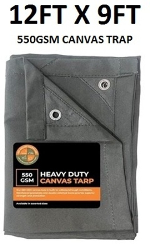 DDRS 550 GSM 12X9Waterproof-Canvas-Tarpaulin-HeavyDuty Tent - For Outdoor, construction, camping, truck cover, roof cover, garden(Grey)