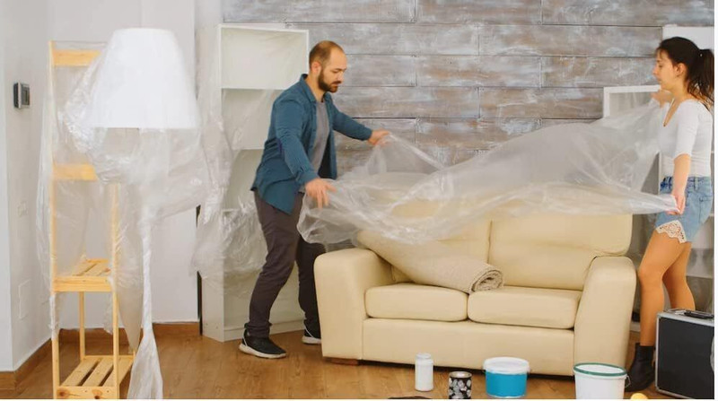 BHARATENTRPRISES Multipurpose Polythene Durotection Sheet 6 * 6 Ft pck 1st Cover & Paint P Tent - For Suitable for protecting furniture, flooring, AC, fridge, and outdoor areas(Transparent)