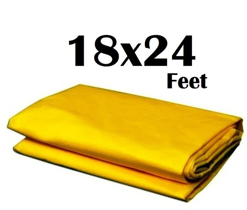GrahLogy 12x15 Ft Tarpaulin Sheet Waterproof Tirpal, Tripal 120 GSM Tent - For Camping, Construction Sites, Temporary Shelters, Truck Cover, Farmhouse, To Cover Cement(Yellow)