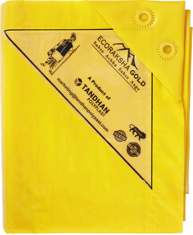 Tandhan Ecoraksha Lining Premium Multilayer Eco-friendly 6 X 4 Ft tarpaulin Sheet Tent - For Multipurpose Heavy Duty Waterproof Tadpatri 100 Microns Plastic Cover Tharpai(Yellow)