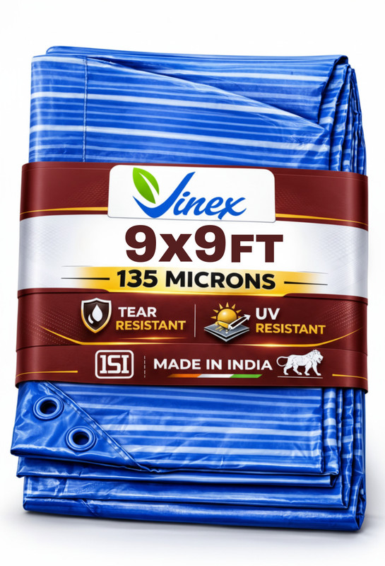Vinex 9ft X 9ft, 135 Microns | Water Proof Tarpaulin Sheet |Sun protection Tent - For Camping, Construction Sites, Transportation Covers, Garden(Blue)