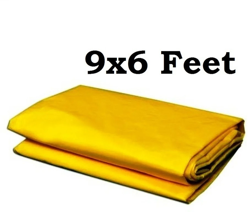 GrahLogy 9x9 Supreme Original Tarpaulin Sheet Waterproof Tirpal Tripal Tent - For Camping, Construction, Tent, Truck Cover, Farmhouse, Cement Cover, Bike Cover, Pickup Cover(Yellow)