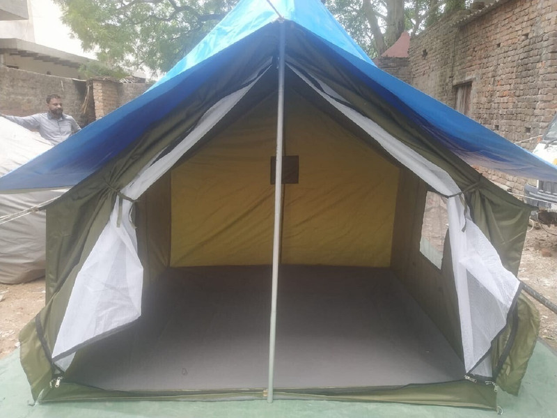 Aj India Alpine Tent Portable & Waterproof Outdoor Camping / Hiking Tent - For 4 Person(Blue, Orange)