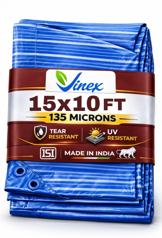 Vinex 15ft X 10ft, 135 Microns | Water Proof Tarpaulin Sheet | 100% Strong Tent - For Camping, Construction Sites, Transportation Covers, Temporary Shelters(Blue)