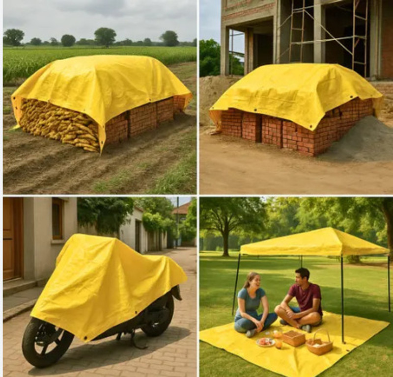 tirpal TARPAULINE 9 FEET X 12FEET Tent - For PROTECT FROM UV RESISTANT,RAIN, 9 FEET X 12 FEET 250 GSM(White)