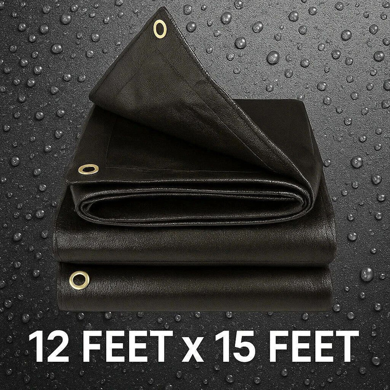 Bharatdecor TARPAULINE 12 FEET X 15 FEET BLACK Tent - For PROTECT FROM UV RESISTANT,RAIN, 12 FEET X 15 FEET(Black)