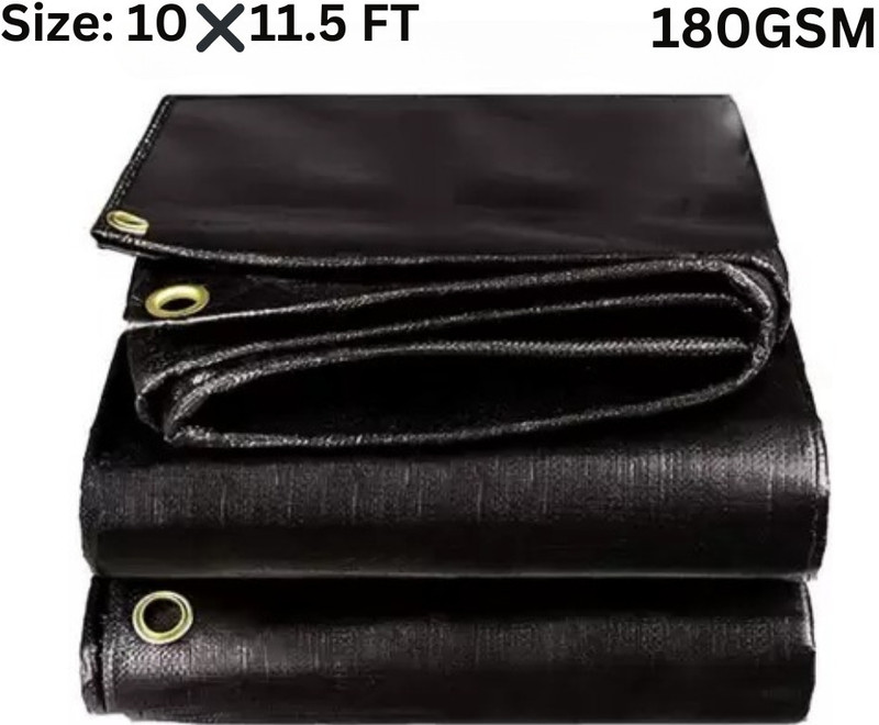 Nawbeda HIgh Quality Tarpaulin Sheet Tent - For Multilayer Eco-friendly, 10*11.5 FT, 180 GSM HDPE Sheet, Water Resistant(Black)