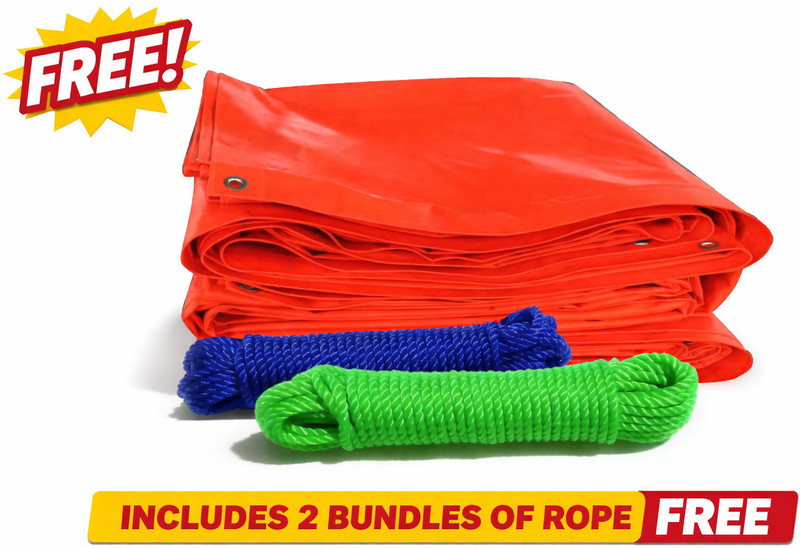 ROYALSPHERE TARPAULINE SHEET Tent - For TARPAULINE SHEET-WATERPROOF COVER, 9 FEETX12 FEET WITH 10 MTR ROPE 2PCS(Orange, Blue)