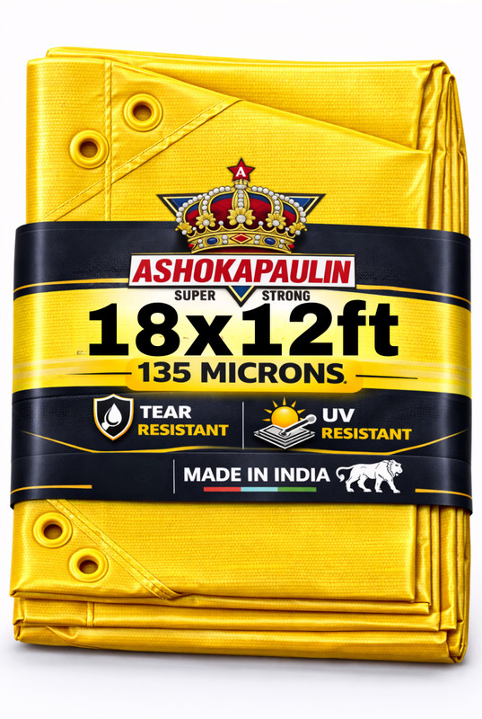 ASHOKAPAULIN 18ft X 12ft, 120 GSM | MultiLayer Tarpaulin Sheet Tent - For Transportation Cover(Yellow)