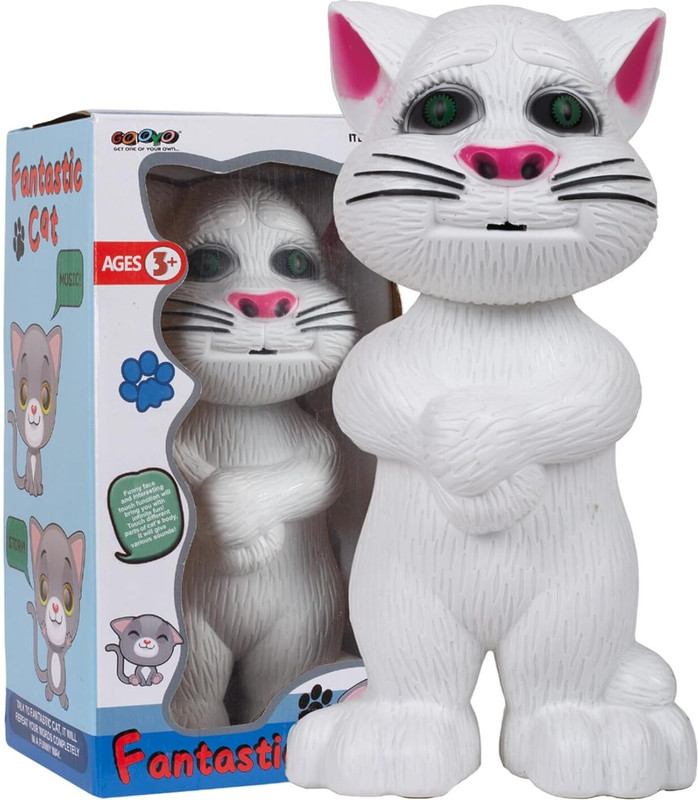 KAVORA Talking Tom Story Telling & Voice Recording | Musical Cat Toy for Kids 3 Years(White)