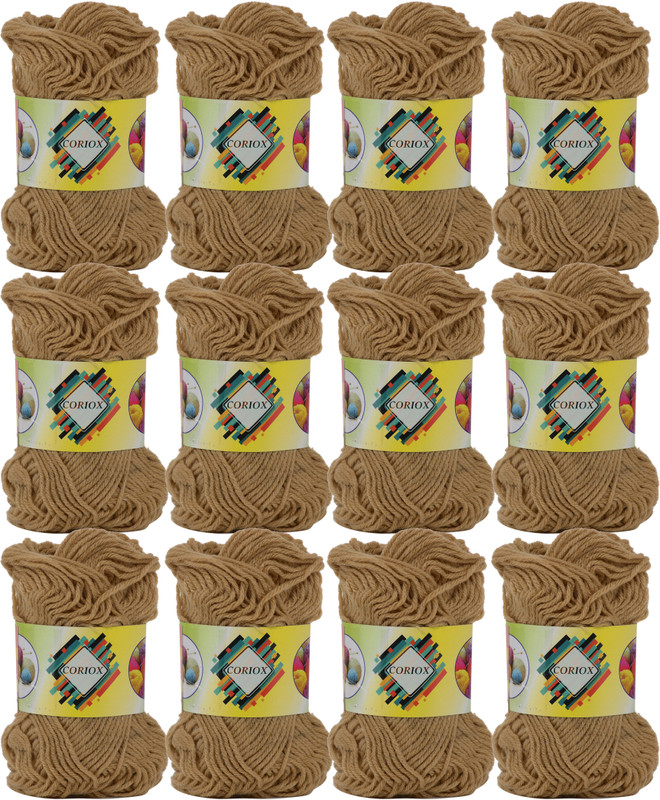 TIMESETL Hand Knitting 4 Ply Yarn, Art Craft Soft Fingering Crochet Hook Yarn, Needle Knitting Thread For Wool Ball Hand Knitting Art Craft Soft Fingering Crochet Hook Yarn, Needle Knitting Thread Dyed Beige Color Pack Of 12