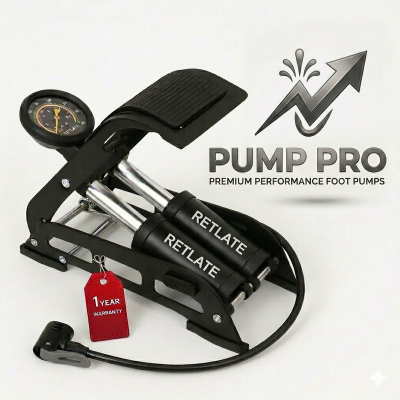 RETLATE NO1 180 psi Tyre Air Pump for Car & Bike(Double Foot, Multiple Nozzles)