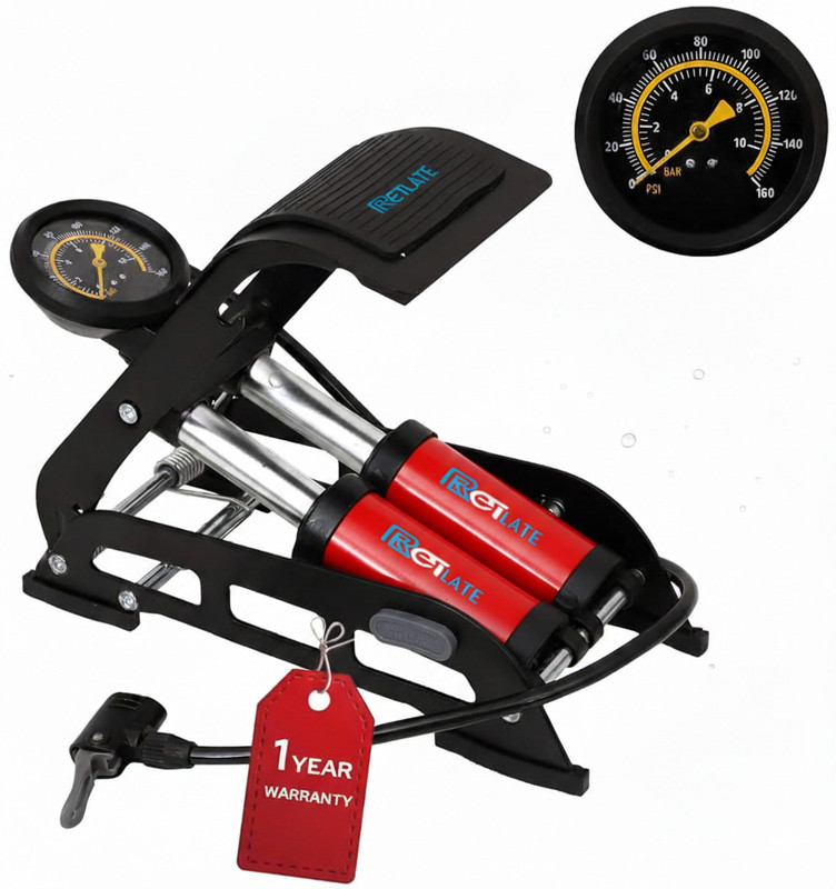 RETLATE A2 Double Cylinder 199 psi Tyre Air Pump for Car & Bike(Double Foot)
