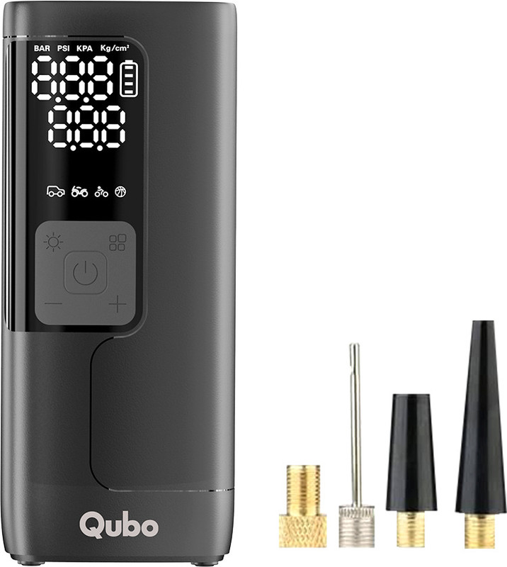 Qubo HIA03 150 psi Tyre Air Pump for Car & Bike(Digital Display, Multiple Air Fill Modes, LED Light, Auto Shut Off, Preset Modes)