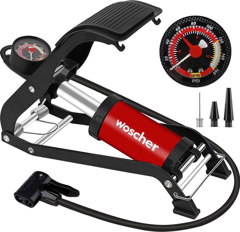 Woscher 8702Z Single Cylinder Multiuse Foot Pump 120 psi Tyre Air Pump for Car & Bike(Double Foot)