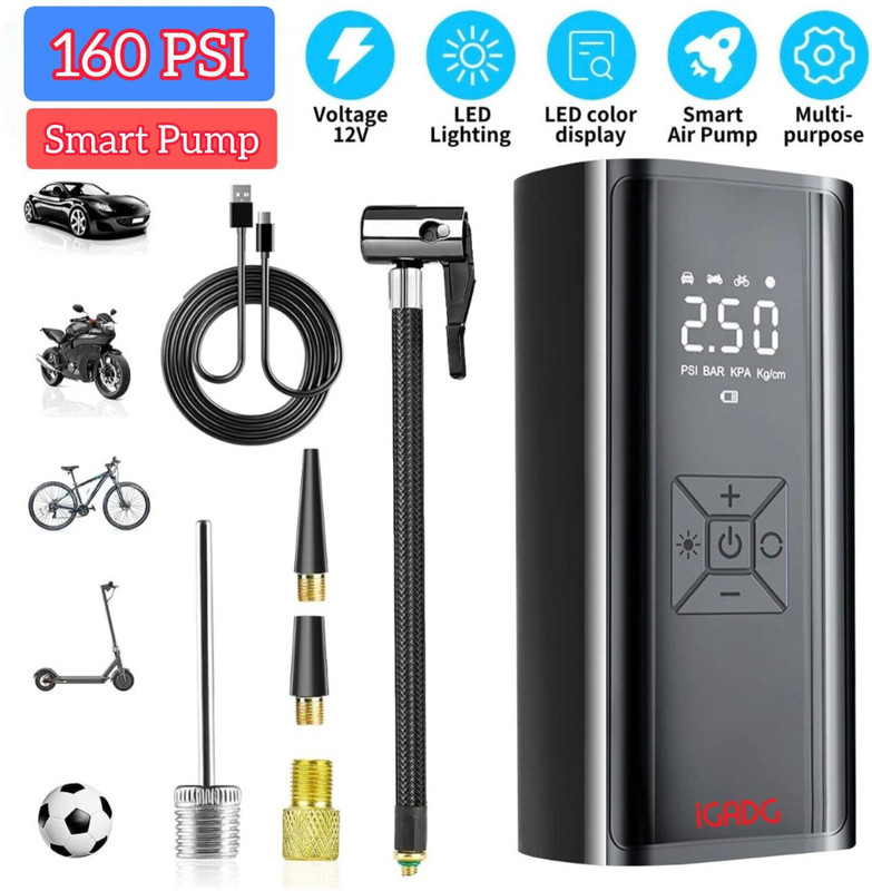 IGADG MSTI 160 psi Tyre Air Pump for Car & Bike(Auto Shut Off)