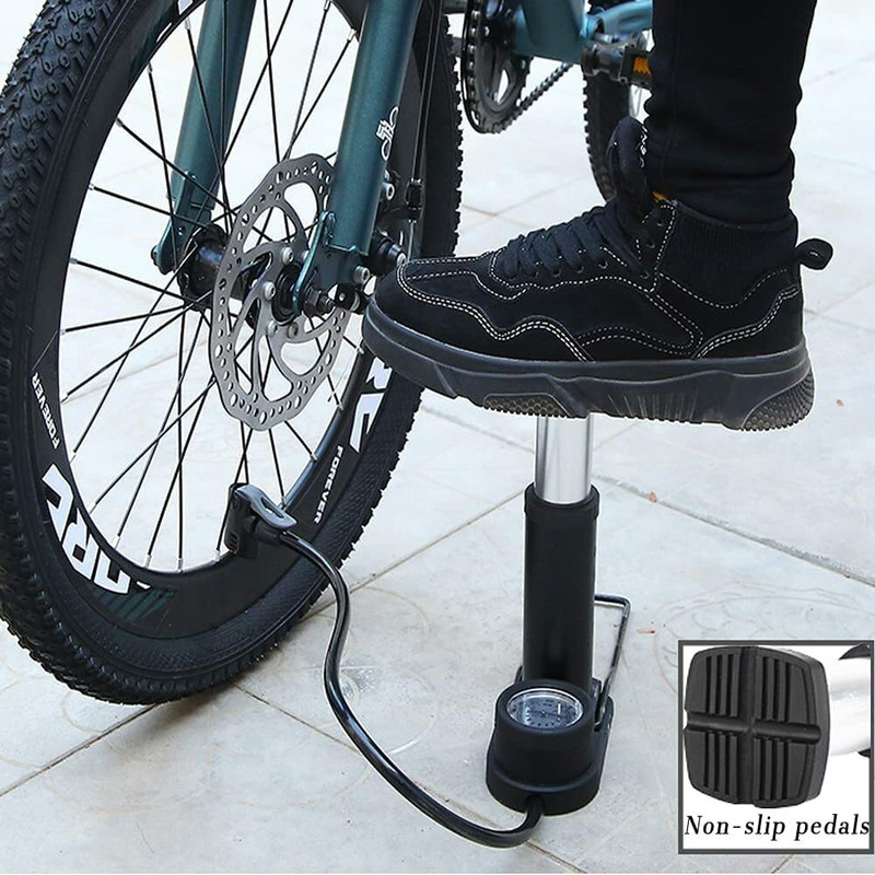 HONESTSTORE Mini Bike Pump Ultra-light Bicycle Foot Pumps with Pressure Gauge Ball, Balloon Ball, Balloon, Basketball Pump, Bicycle, Car, Handball Pump, Motorcycle, Volleyball Pump, Car Pump(Black)