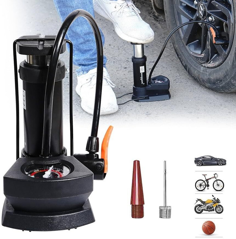 LIJONIMPEX CYCLE-FOOT-PUMP-BLK 16 psi Tyre Air Pump for Car & Bike