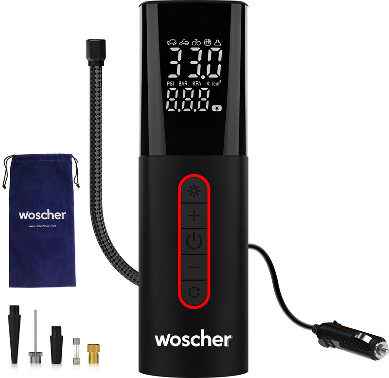 Woscher 501 Corded Digital Tyre Inflator 100W 150 psi Tyre Air Pump for Car & Bike(Auto Shut Off, LED Light, Compact, Digital Display, Air Inflator) - 60% off at DetectaDeal