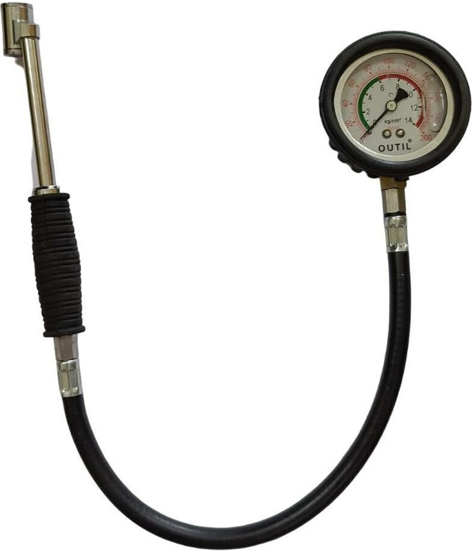 OUTIL Analog Tire Pressure Gauge Heavy Duty Analog Tyre Pressure Gauge with Hose Pipe(0 to 200 PSI PSI)