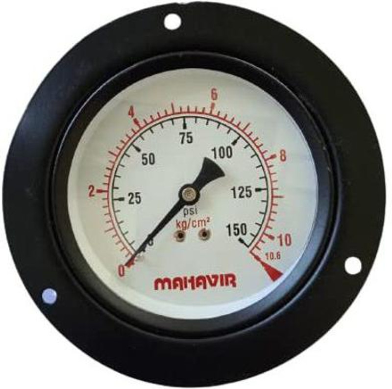 B K Jagan and Co Analog Tire Pressure Gauge 4 Inch 150 PSI 10.6 Kg/Cm² Mild Steel Pressure Gauge Back Connection(150 PSI)