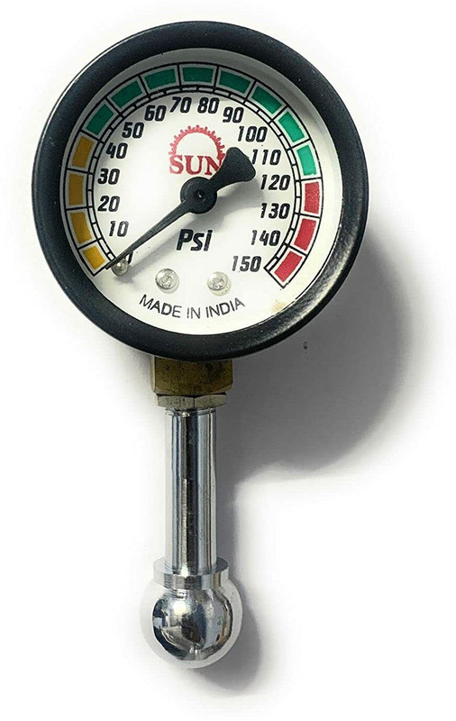 GANESHA INDUSTRIES Analog Tire Pressure Gauge MS Case & Brass,150 PSI(150 PSI)