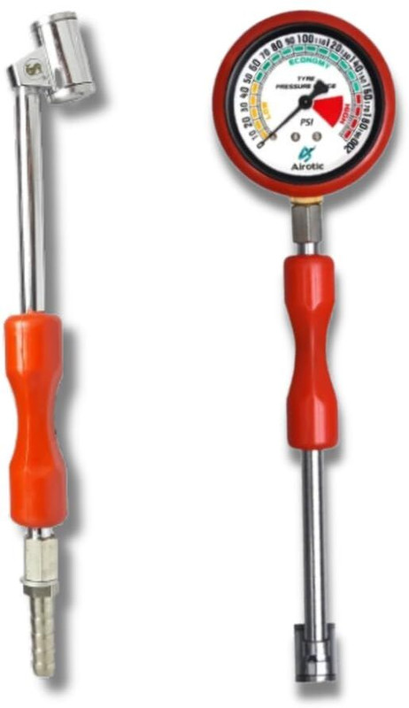 airotic Stick Tire Pressure Gauge Air Pressure TTC Gauge (200 PSI) with Air Pump Nozzle(0-200 PSI)