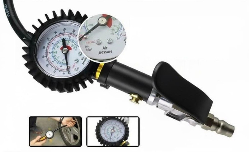 Breewell Analog Tire Pressure Gauge Air Dial Tire Inflator Gauge | Multicolour(220 PSI)