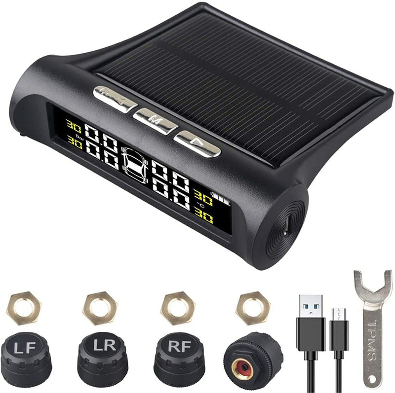 Techdash Smart Tyre Pressure Gauge Tire Pressure Monitoring System with 4 Sensors(NA PSI)