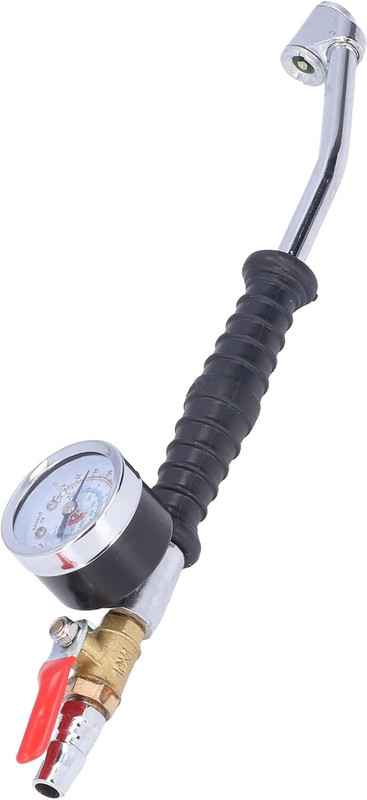 HeavyDuty Analog Tire Pressure Gauge Tire Inflater with Gauge 220 psi, Large Dial High Hardness Elbow(220 PSI)