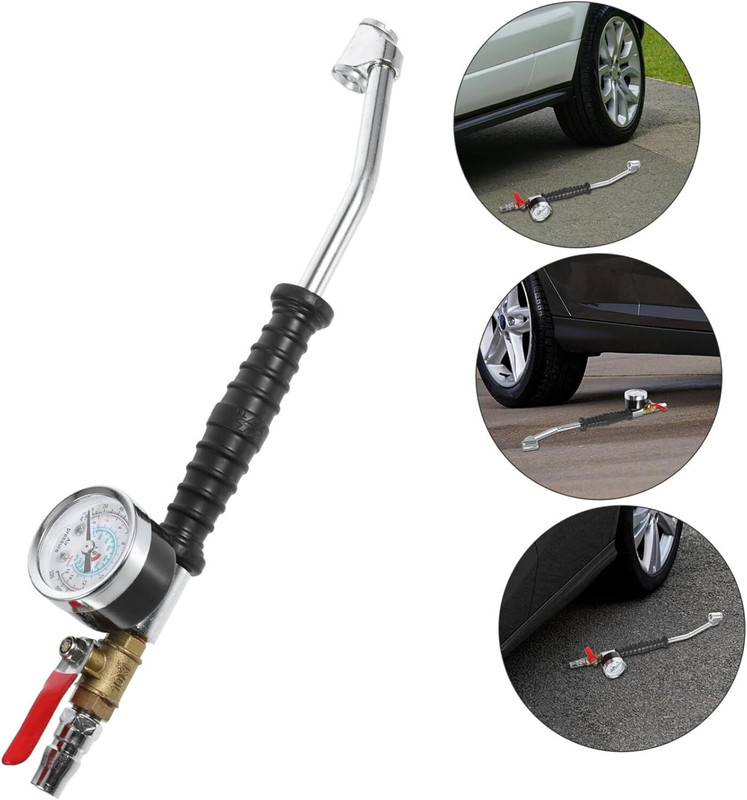 Valuesphere Analog Tire Pressure Gauge Tire Inflator with Gauge, Tire Inflator, with Pressure Gauge, Head Nozzle(220 PSI)