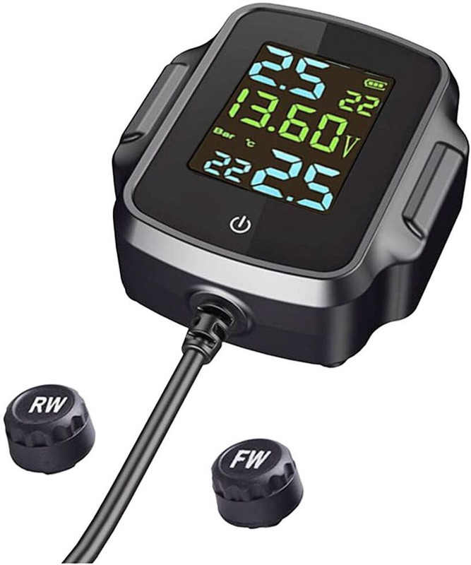 amiciAuto Smart Tyre Pressure Gauge Tyre Pressure Monitoring System for Bikes, TPMS with Mobile App Monitoring(1300 kPa)