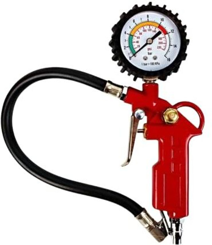 airotic Stick Tire Pressure Gauge Tire Gun, High-Pressure Air Compressor with Gauge, Red, 170 PSI Pressure(0-200 PSI)
