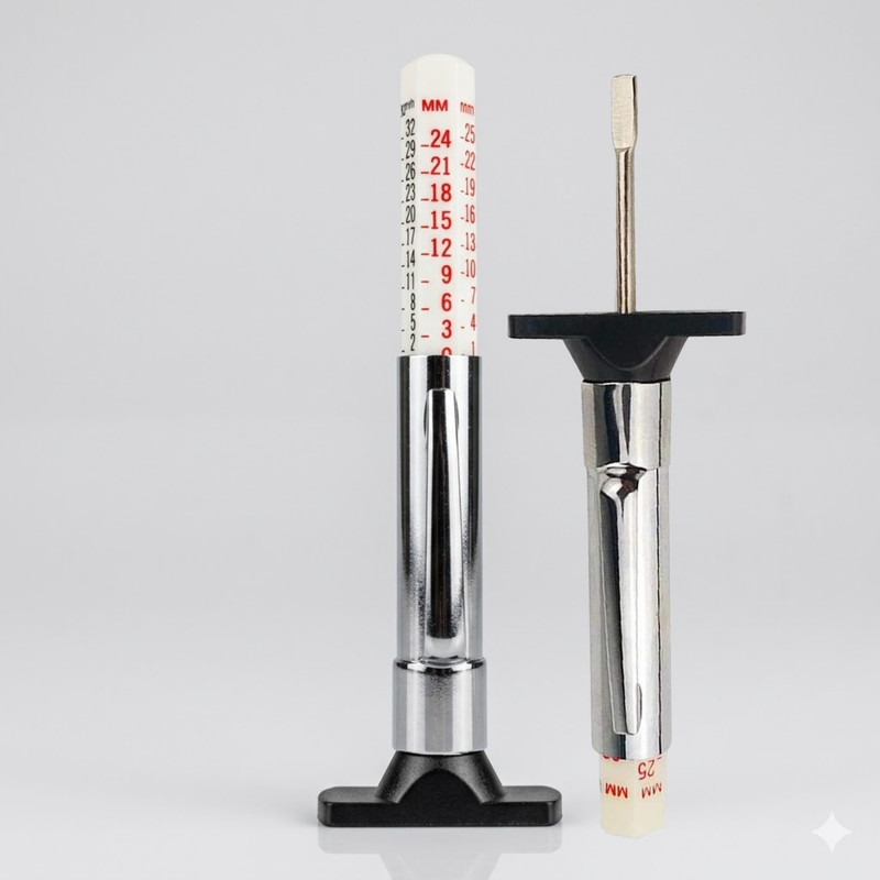 OUTIL Stick Tire Pressure Gauge Dual Scale Tyre Tread Depth Gauge 0-25mm Stainless Steel Measuring Tool(0 PSI)