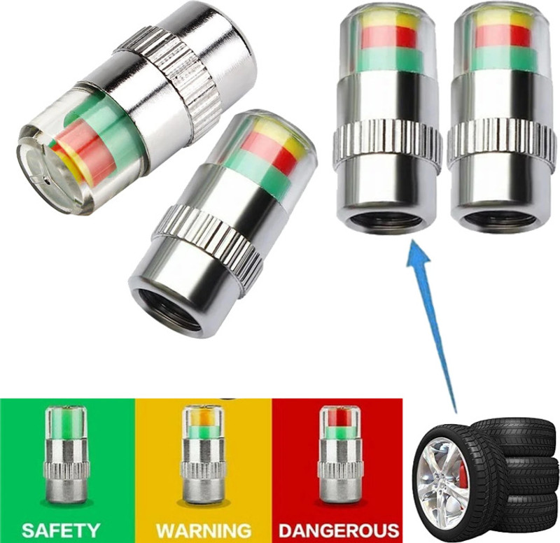 IGADG Analog Tire Pressure Gauge Car and Bike TPMS Valve Caps - 4 pc(2.5 Bar)