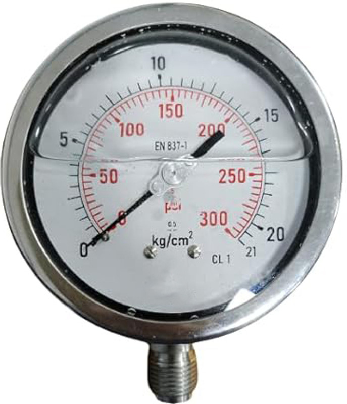 GSK Corporation Analog Tire Pressure Gauge Stainless Steel Pressure Gauge 300 PSI, 4 Inch Dial, Industrial Grade(300 PSI)
